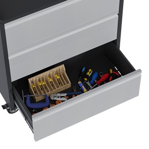 耐久性のあるローリングオフィス収納ファイルキャビネット倉庫3引き出しスチールツールキャビネットブレーキキャスター付き - Product Image 3