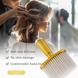 Brosse à cheveux en poils de sanglier en plastique souple - Brosse professionnelle pour le cou et le visage, dépoussiéreur pour salon de coiffure, brosse à cheveux pour le visage - Product Image 1