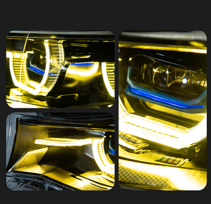 ไฟหน้า AURON สำหรับรถยนต์ซีรีส์ 3 รุ่น F34 ปี 2013-2020 สไตล์ Ikon 6000K สีเหลืองและสีขาว DRL 12V 36W ไฟหน้าใหม่ - Product Image 4