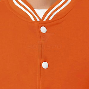 Chaqueta Varsity Naranja para Hombre SONISPO con Mangas Grises, Cuello Camisero, Cierre de Botones, Estilo Casual, Ropa de Otoño - Product Image 2