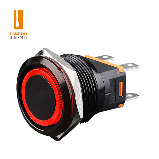 LANBOO High Current Push Button Switch. Stainless Steel/Black Anodized Aluminum Optional 22mm 15A Push Button 220v Switch