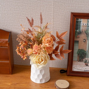 Bouquet de fleurs artificielles CallaFloral, rose en tissu tissé plastique, décoration de mariage CF02119 - Product Image 1