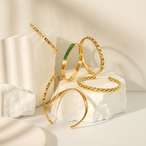 Bulk Luxury 316L Stainless Steel 14k 18k Gold Plated Fashion <b>Bracelets</b> & <b>Bangles</b> Cz Zircon Brand Designer <b>Bracelets</b> for Women - Product Image 4