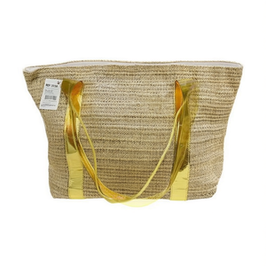 Borsa da Spiaggia con Clip Dorata 51x37x15cm, Borsa in Tela da Donna - Product Image 1