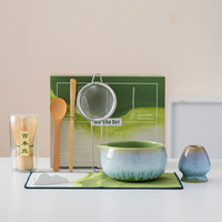 Accessoires pour la cérémonie du thé, bol à matcha avec bec verseur et fouet en bambou, cuillère à thé, tamis en acier inoxydable, ensembles d'accessoires pour le matcha