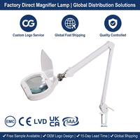 Lampe Loupe d'Architecte Pliable avec Protection Oculaire et Cache Anti-Poussière, à Fixation par Pince, pour Extensions de Cils, Salons de Beauté et Art