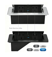 Prise de table escamotable avec 3 prises et 1 port USB Type-C, 13A 16A, en alliage d'aluminium, IP20, norme universelle BS UK EU