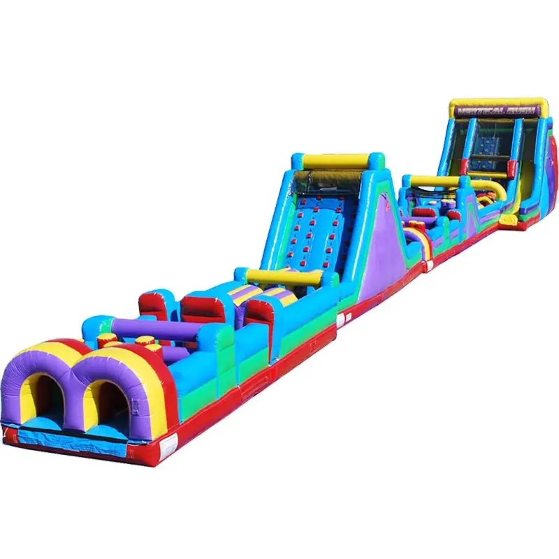 27m Long cheap giant adult inflatable obstacle course for sale
