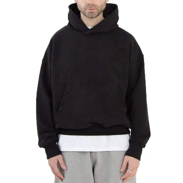 500GSM 600GSM Homens Oversized Grosso Heavyweight Algodão Cropped Boxy Em Branco Hoodie