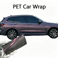 Vinilo para Automóviles Camaleón de Alto Brillo, Resistente a los Arañazos, Resistente a los Rayos UV, Autoadhesivo de PVC (Cambio de Color: Gris a Morado)