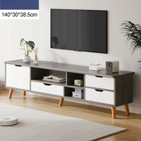 Meuble TV et Table Basse Modernes Simples de Style Nordique en Bois pour Petit Appartement, Combinaison avec Fonction Télescopique