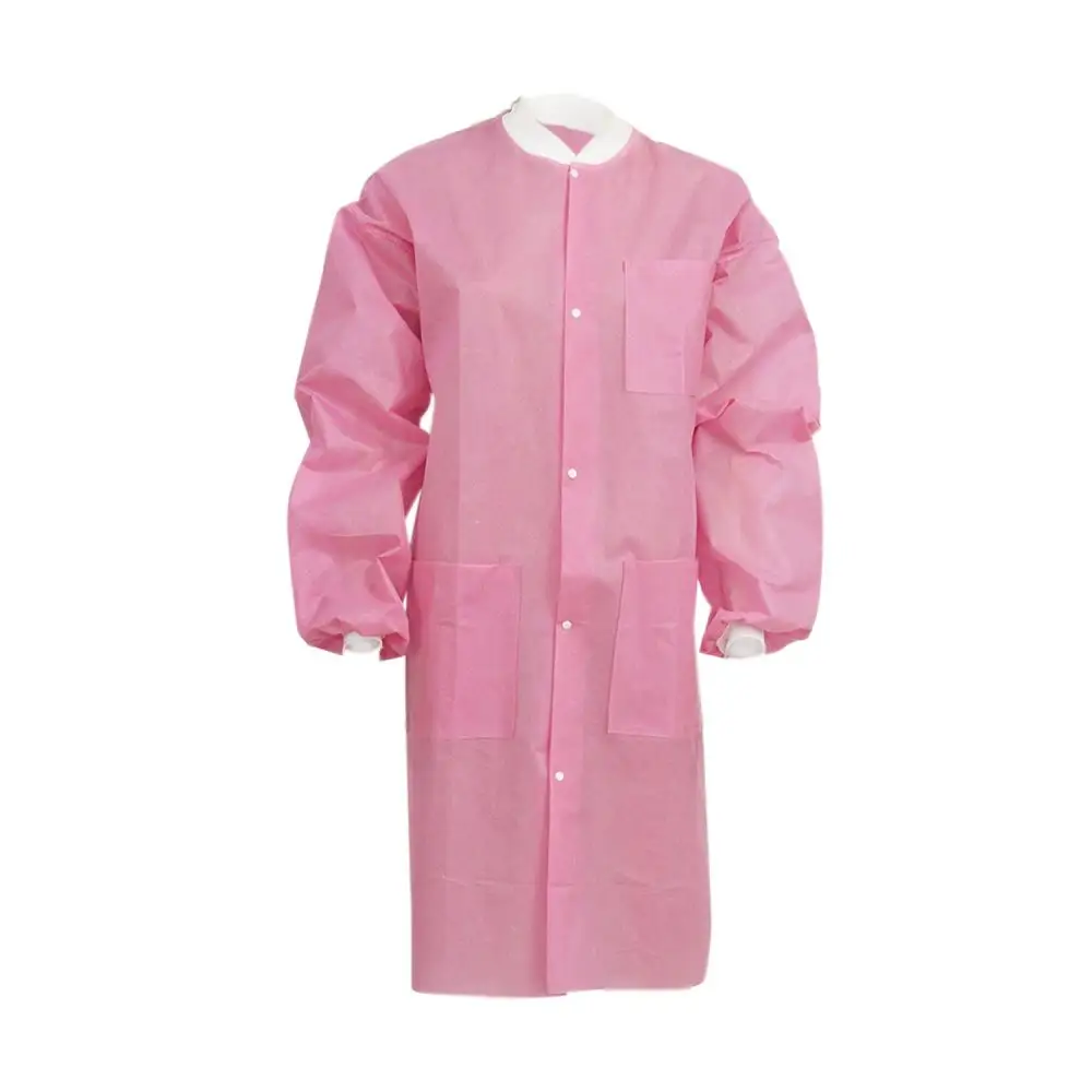 Breathable Disposable Dental Lab Coat Pink SMS SMS 40G For Women