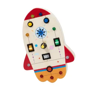 CPC CE led Montessori Wooden Sensory Board Switch Light Up Preschool Learning Activities Educational kids busy board Toys