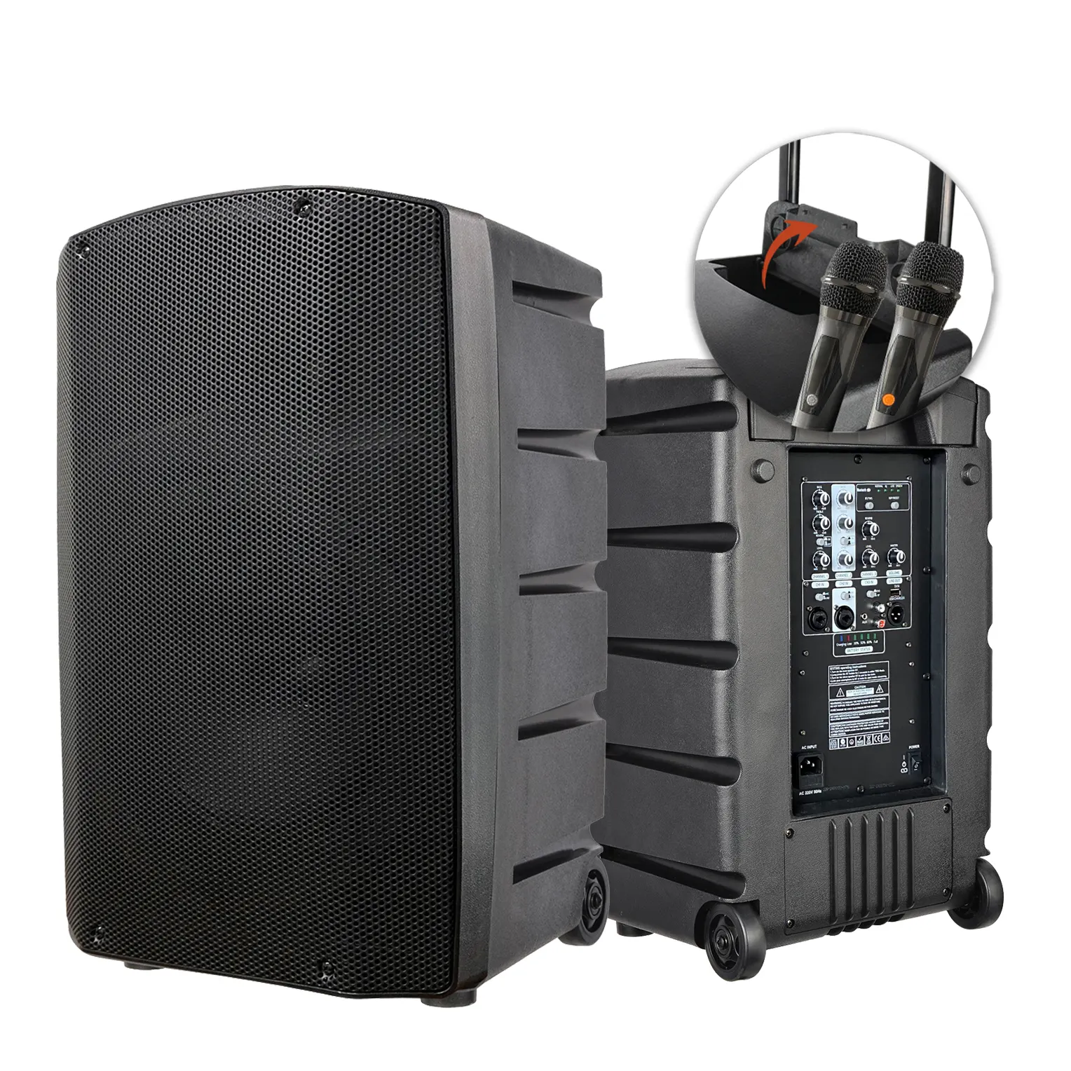 Accuracy Pro Audio AT10D5-GO-U2 10 inch Tie Rod Belt Pulley DSP Wireless portable Active Speaker box Battery Powered Pa System