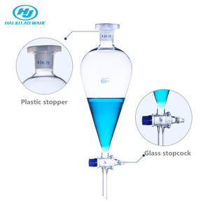 HAIJU LAB vidrio de borosilicato personalizado esférico/pera 60-5000ml embudo de separación llave de paso de PTFE resistencia a altas temperaturas para - Product Image 2