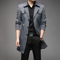 Blouson bomber moderne et minimaliste pour homme, style coréen, long, léger, imperméable, col montant, pour l'automne
