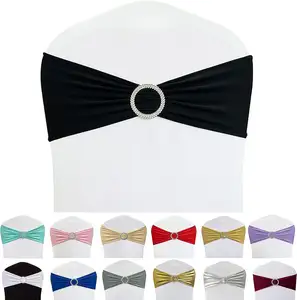 Banquete personalizado estiramiento blanco verde Spandex con volantes silla cubierta elástica fajas para boda Paty silla fajas boda decorativa