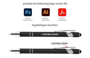 Stylo à bille en plastique promotionnel le moins cher avec écran tactile en caoutchouc souple Stylo à bille - Product Image 6
