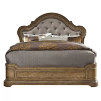 Lit double en bois massif de style campagnard américain, lit vintage à dossier haut, grand lit de 1,8 mètre, chambre principale, lit de villa