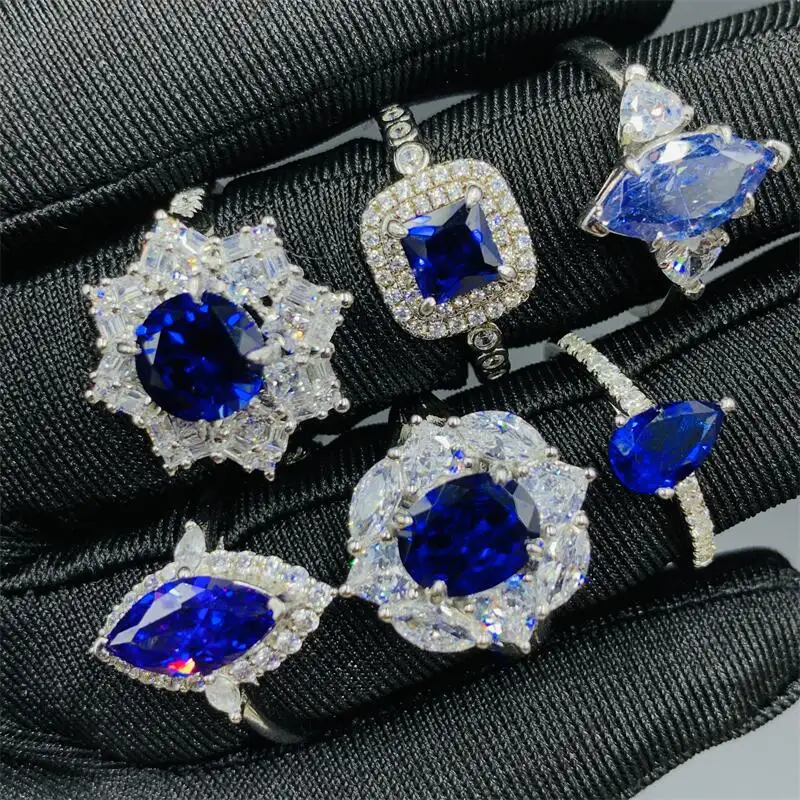 Có thể điều chỉnh Sapphire Ruby Nhẫn 925 sterling Silver Casual Nhẫn đá quý nhẫn dành cho phụ nữ phụ nữ