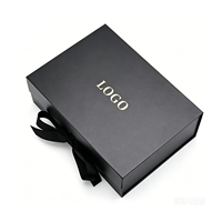 Coffret Cadeau Portable de Luxe Haut de Gamme Noir Pliable Magnétique Rigide en Papier Écologique Réutilisable Biodégradable Fabriqué à Partir de Matériaux Recyclés