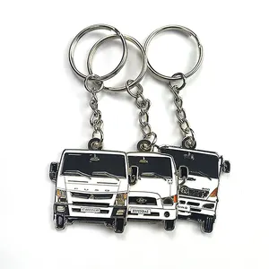 Direct selling metal soft enamel brief metal large 2d printed key shape school bus car shape keychain