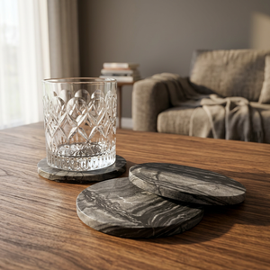 Elegant Natural <b>Marble</b> Coaster Set for Coffee Cups <b>Mugs</b> Champagne and Wine Glasses Decorative Stone Design for Table Protection - Product Image 1