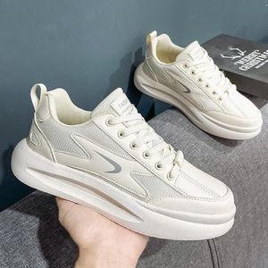 Chaussures de sport tendance pour hommes, nouvelle collection été, respirantes en toile, polyvalentes, blanches, à semelle épaisse, style coréen, pour la marche - Product Image 5