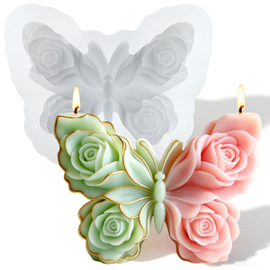 New Design Large Size Food Grade Eco-Friendly Rose Flower Butterfly Silicone <b>Candle</b> <b>Molds</b> Dishwasher Safe - Product Image 1