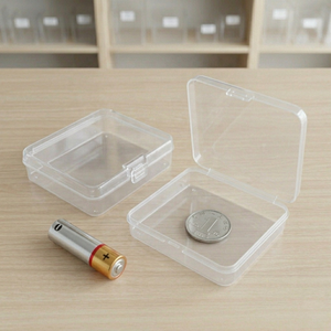 Boîte de rangement carrée transparente en PP de 7,5 cm, étui à charnière en plastique à profil <span class=keywords><strong>bas</strong></span> de 1,5 cm pour petites pièces, emballage de bijoux, directement de l'usine - Product Image 2
