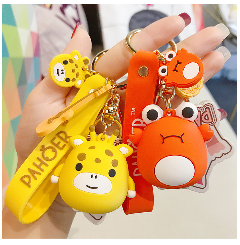 Fuqimanman2020 Cute Animal Wacky Keychain - Elephant Giraffe Lion Key Ring With Wrist Strap