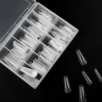 Marque privée 120 pièces presse sans c courbe carré ongles conseils transparent français doux gel ongles pointe boîte de rangement