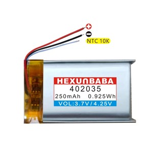 <span class=keywords><strong>3</strong></span>.7V 250mAh 402035 <span class=keywords><strong>3</strong></span>线NTC 10K聚合物锂离子电池，适用于TWS智能手表耳机扬声器耳机MP3 T286 - Product Image 3