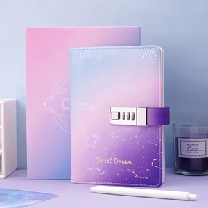 Cá nhân <span class=keywords><strong>DIY</strong></span> PU da Tạp Chí biểu tượng tùy chỉnh in ấn bơm lại bìa cứng Nhật Ký máy tính xách tay với mật khẩu khóa - Product Image 4