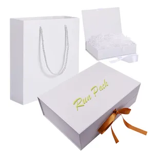 Картонные складные коробки для хранения свадебных платьев на заказ, роскошная белая Складная Подарочная Магнитная коробка для обуви для упаковки одежды