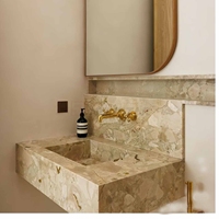 Nouvelle arrivée : lavabo de salle de bain en pierre naturelle, lavabo mural en marbre Calacatta Monet, couleur rose