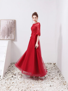<span class=keywords><strong>Printemps</strong></span> Nouveau Long Mince Femmes <span class=keywords><strong>Mariage</strong></span> Retour Soirée Femme Rouge Robes De Mariée - Product Image 3