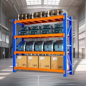 Almacenamiento de acero Estanterías sin pernos Estanterías de alta resistencia Protección contra la corrosión de 4 niveles Recubierto de polvo Azul Naranja Estanterías de almacén - Product Image 2