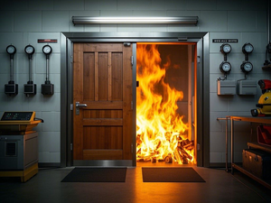 Puertas de Entrada de Madera Sólida con Clasificación de Resistencia al Fuego de 3 Horas para Interiores de Hoteles, con Marco de Acero y Madera - Product Image 3