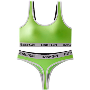 Moda estiva <span class=keywords><strong>bambina</strong></span> donna intimo <span class=keywords><strong>reggiseno</strong></span> e pantaloni a T-pantaloni abbinati Set due pezzi gilet sportivo corto - Product Image 5