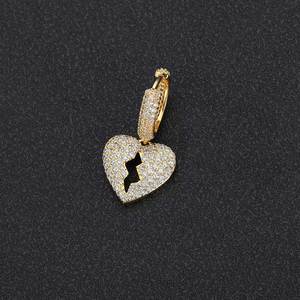 Hot Selling European and American Explosion Style Heartbreak Earrings Hip Hop Full Zircon Personality Earrings Men Women - Product Image 6