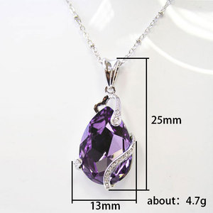 Collana con Ciondolo a Goccia Viola per Donne, Accessorio da Collo Semplice per Uso Quotidiano, Gioiello di Moda - Product Image 4