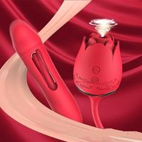 Frauen Rose Form Silikon Dildo Vibrator 3-in-1 weibliche Klitoris saugen stimulieren Kitzler Mastur bator Sexspielzeug