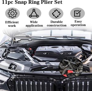 Ensemble de pinces à anneaux de retenue 11 pièces, pinces à circlips mécaniques, outil automobile, pinces internes et externes pour coffre de voiture, <span class=keywords><strong>moto</strong></span> - Product Image 5