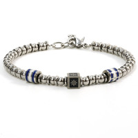 Bracelet en acier inoxydable 316L pour hommes et femmes, 2 styles avec breloque cube, étoile et perle noire, fermoir mousqueton, hypoallergénique, cadeau