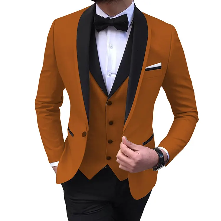2024 venta al por mayor Trajes clásicos de hombre Slim Fit novio Tuxudo traje de boda mejor hombre Formal conjunto de 3 piezas (Blazer + chaleco + Pantalones + pajarita)