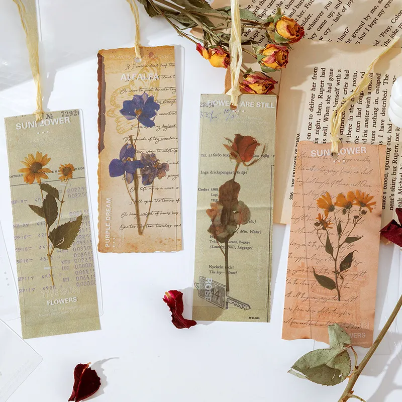 Série de plantes créatives promotionnelles, marque-page cadeau de papeterie Art romantique Lecture Paysage Clip de livre Signet en plastique acrylique/
