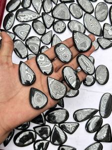 Pierres précieuses en psilomélane argenté naturel, cabochons en vrac, formes et tailles variées, lot pour la fabrication de bijoux - Product Image 6