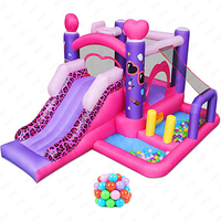 6 en 1 rose princesse gonflable videur grand ballon fosse basket-ball cerceau PVC saut toboggan pour enfants jardin centre commercial fêtes