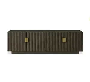 Wooden Long Carved Vintage <strong>Black</strong> and Gold <strong>Sideboard</strong> Divider <strong>Cabinet</strong> Living Room Display <strong>Cabinet</strong> - Product Image 4